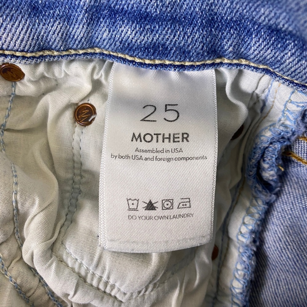 MOTHER High Waisted Rider Skimp Jeans Women's Size 25 Blue Distressed *Flaw Spot - Picture 4 of 16